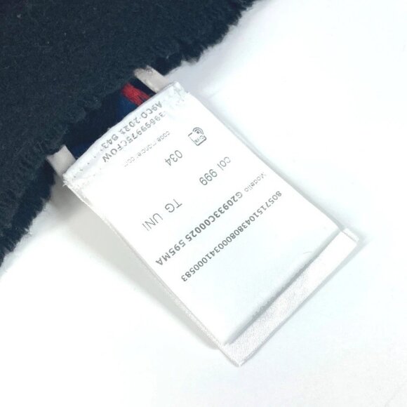 MONCLER logo fringe Scarf wool Black/White - Picture 5 of 9